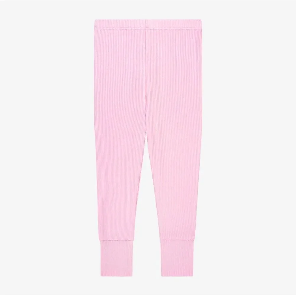 POSH PEANUT PINK RIBBED CLASSIC PJ SET 12/18M